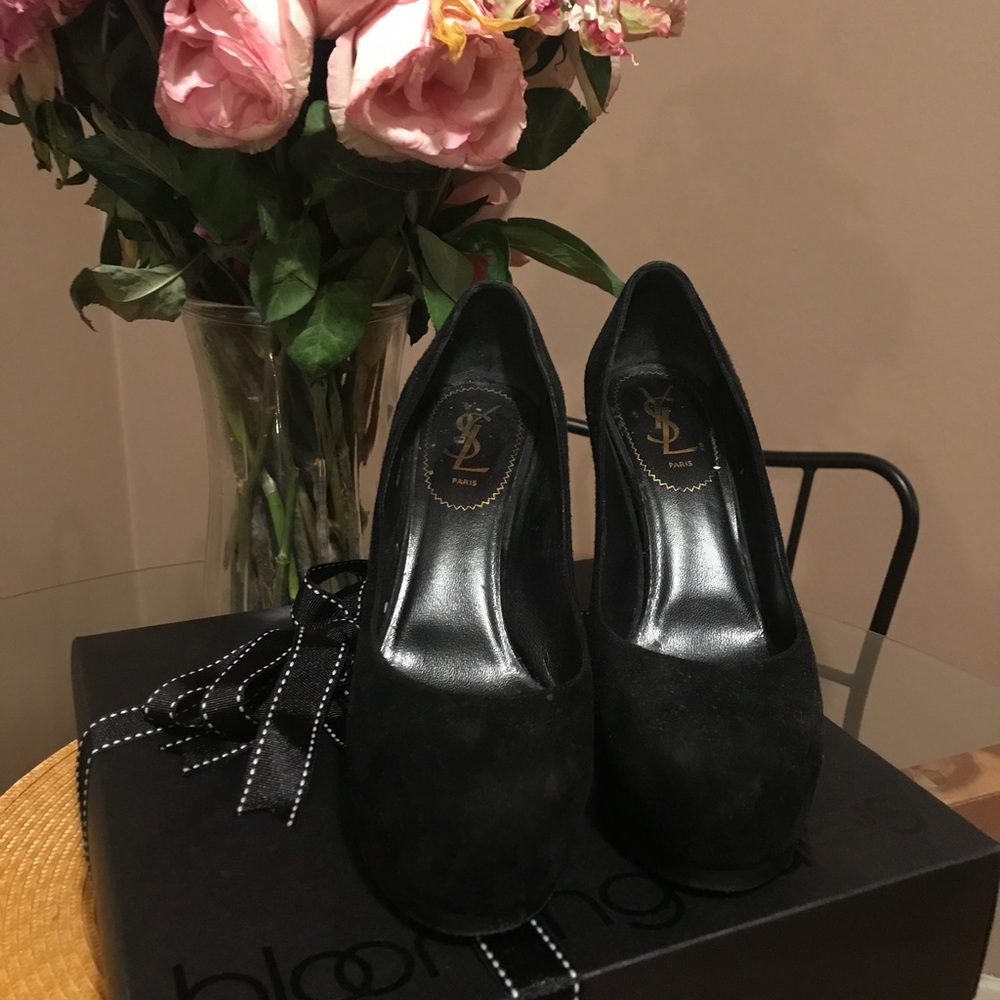 YSL Suede Black Pump 8.5